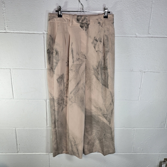 Wilfred Aritzia Effortless Pants Crepe Pink Gray Tie Dye Marbled Smoke Trousers - Picture 10 of 10